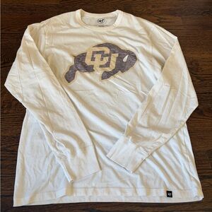 47 Brand Colorado Buffaloes White Long Sleeve Tee with Gold & Black Logo